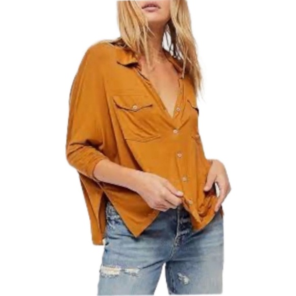 Free People Blue Andy Button Up Shirt. Size Small. - Picture 2 of 13